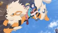 Diana and Arcanine save Liko and Terapagos from the turbulent winds (Image via The Pokemon Company)